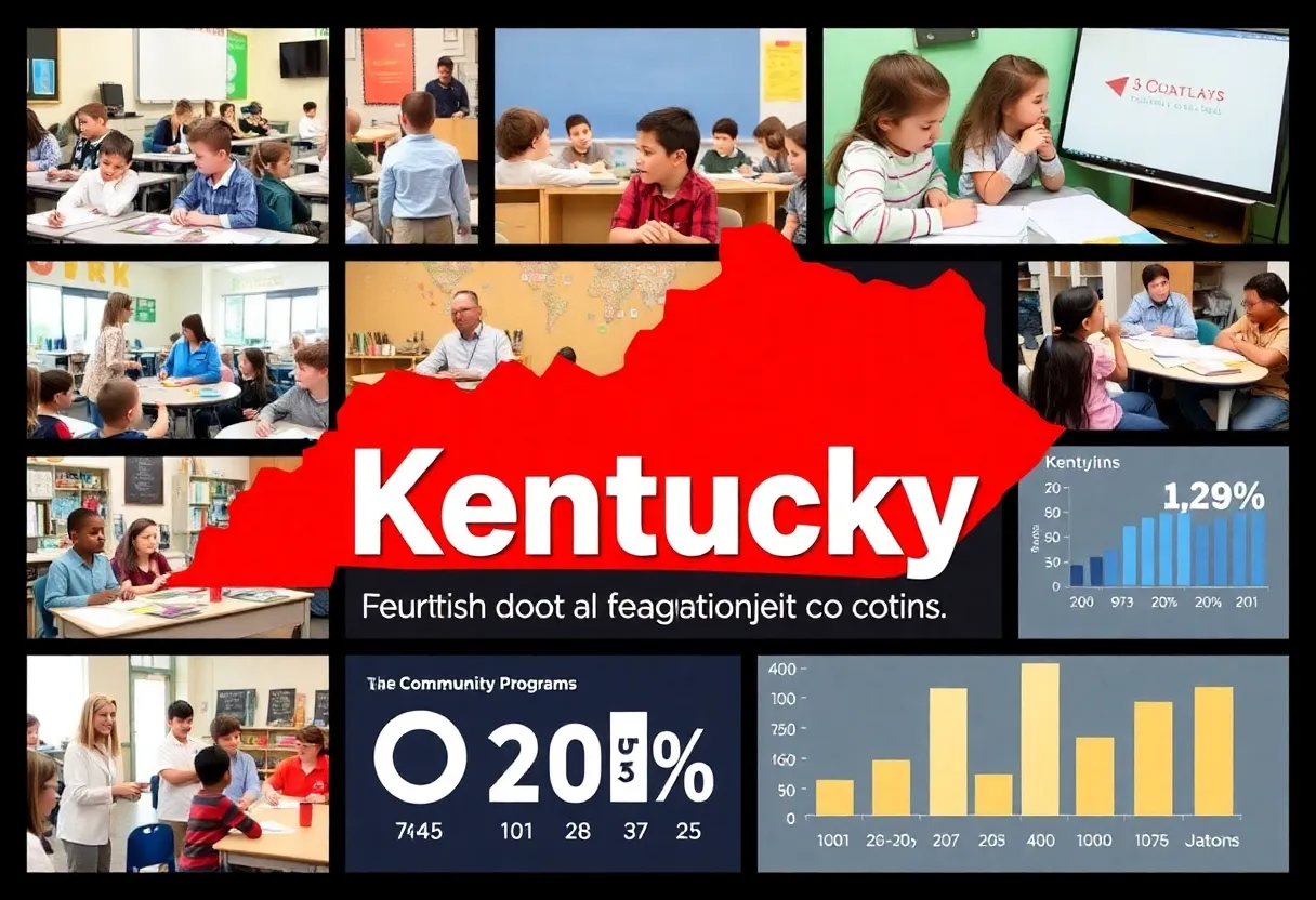 Colorful visuals representing Kentucky's educational progress