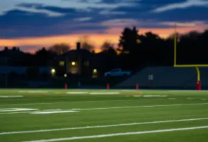 Football field representing college sports issues