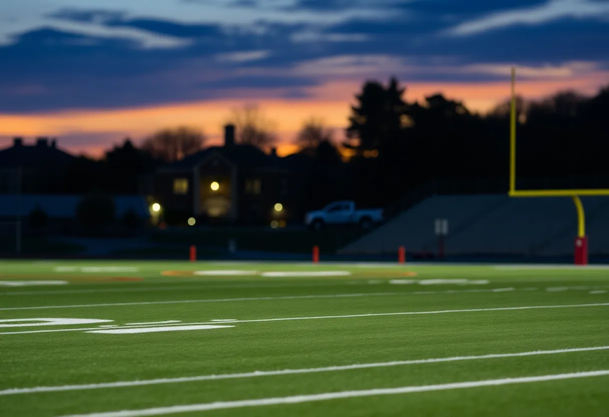 Football field representing college sports issues