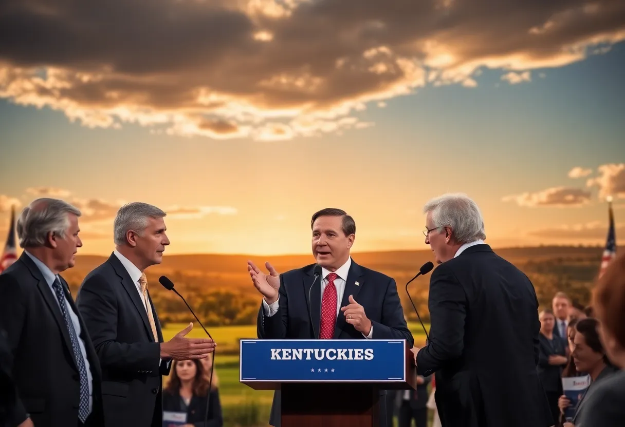 Candidates debating during the Kentucky Senate primary.