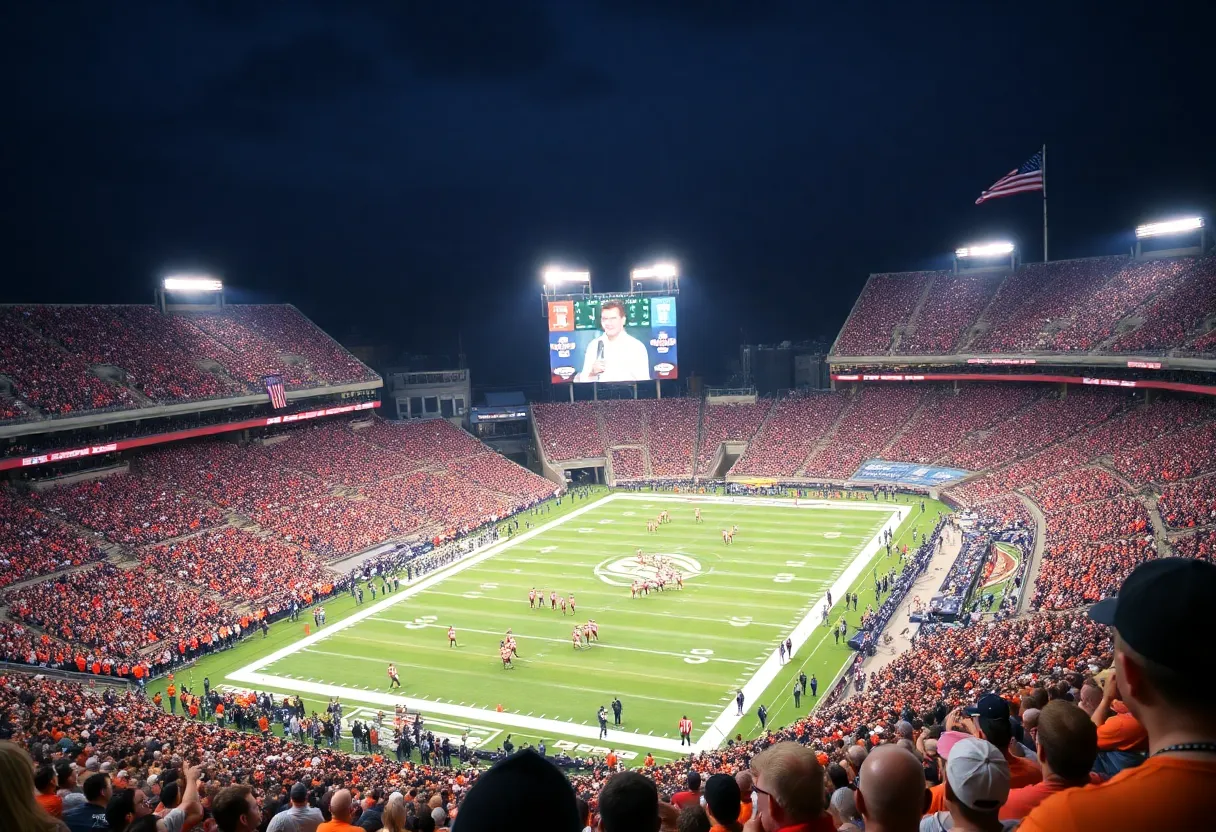 Fans cheering at a Kentucky Wildcats football game