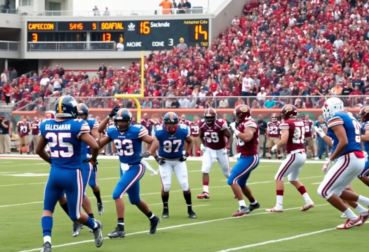 Kentucky Wildcats football team in action against South Carolina