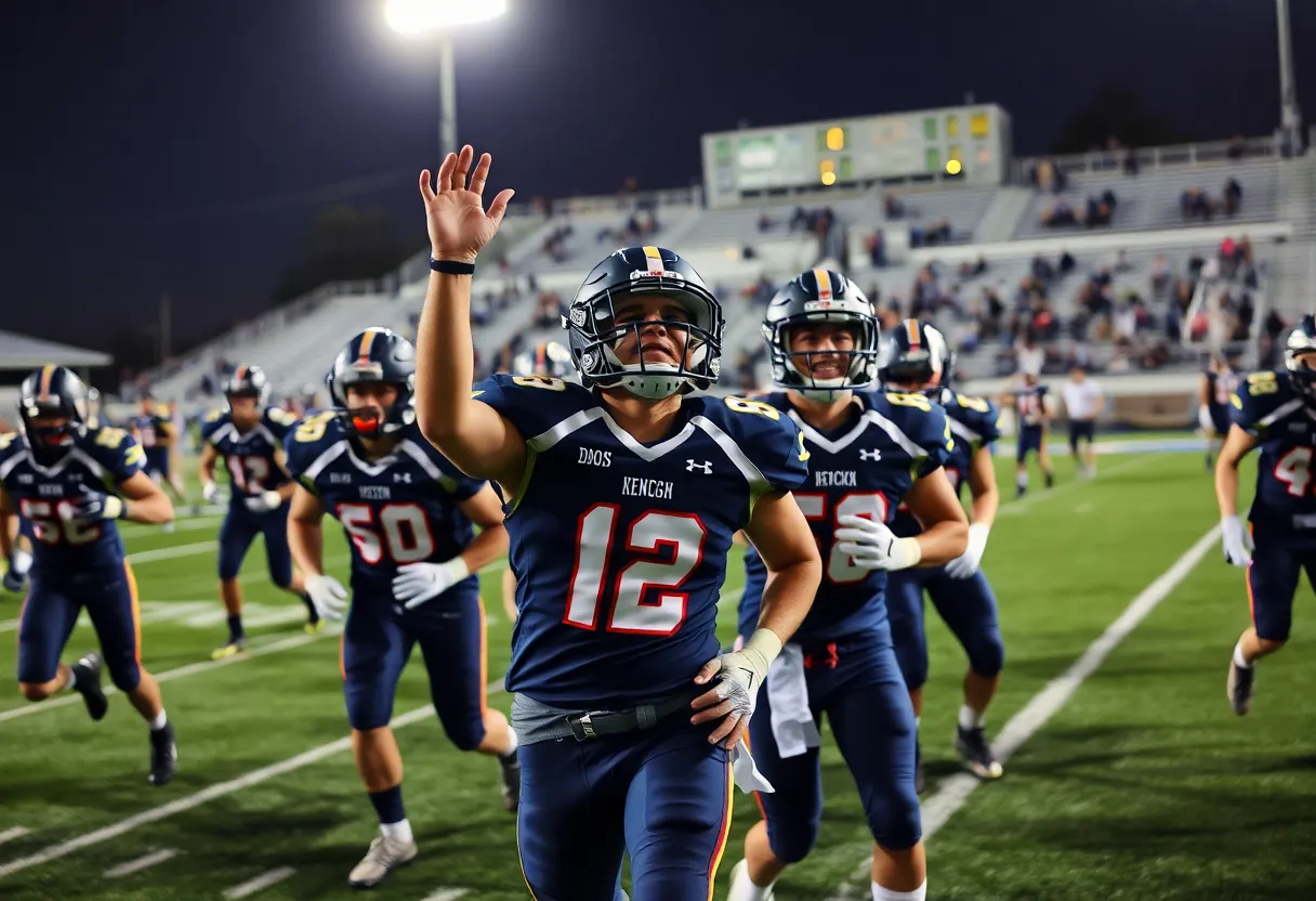 Action shot from a high school football game in Kentucky