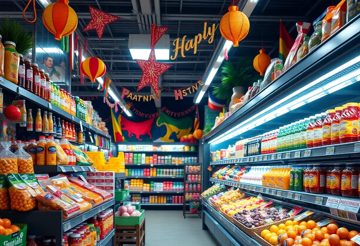 Interior of La Princesa Supermarket displaying Latin American groceries.