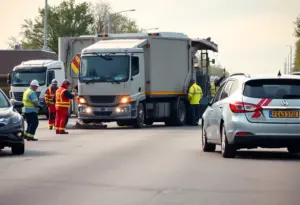 Accident scene on Leestown Road with emergency responders