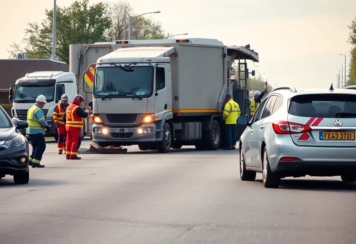 Accident scene on Leestown Road with emergency responders