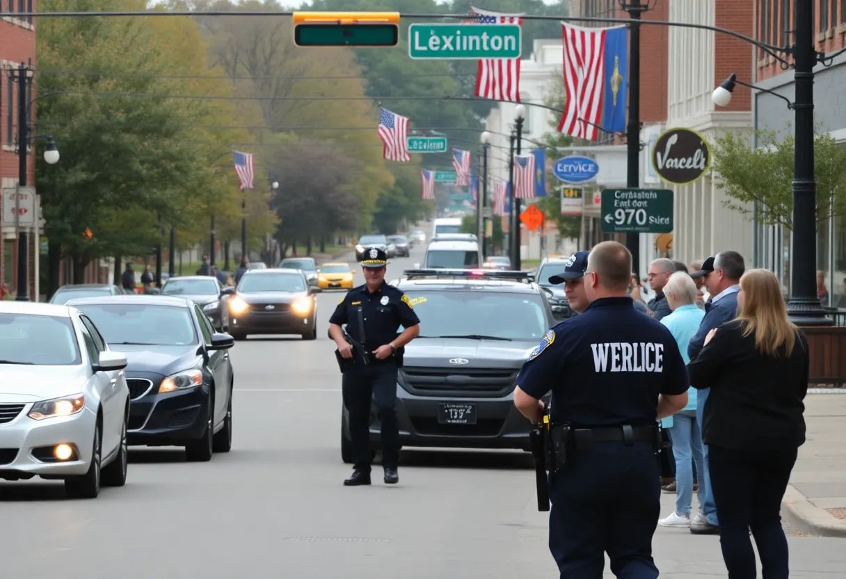 Police responding to an assault incident in Lexington, Kentucky.