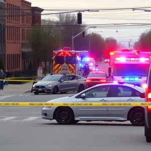 Emergency responders at a car crash scene in Lexington, Kentucky