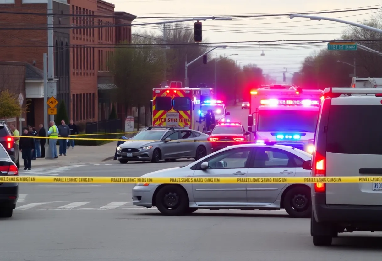 Emergency responders at a car crash scene in Lexington, Kentucky