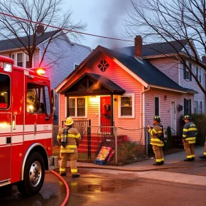 Firefighters respond to a house fire in Lexington, KY