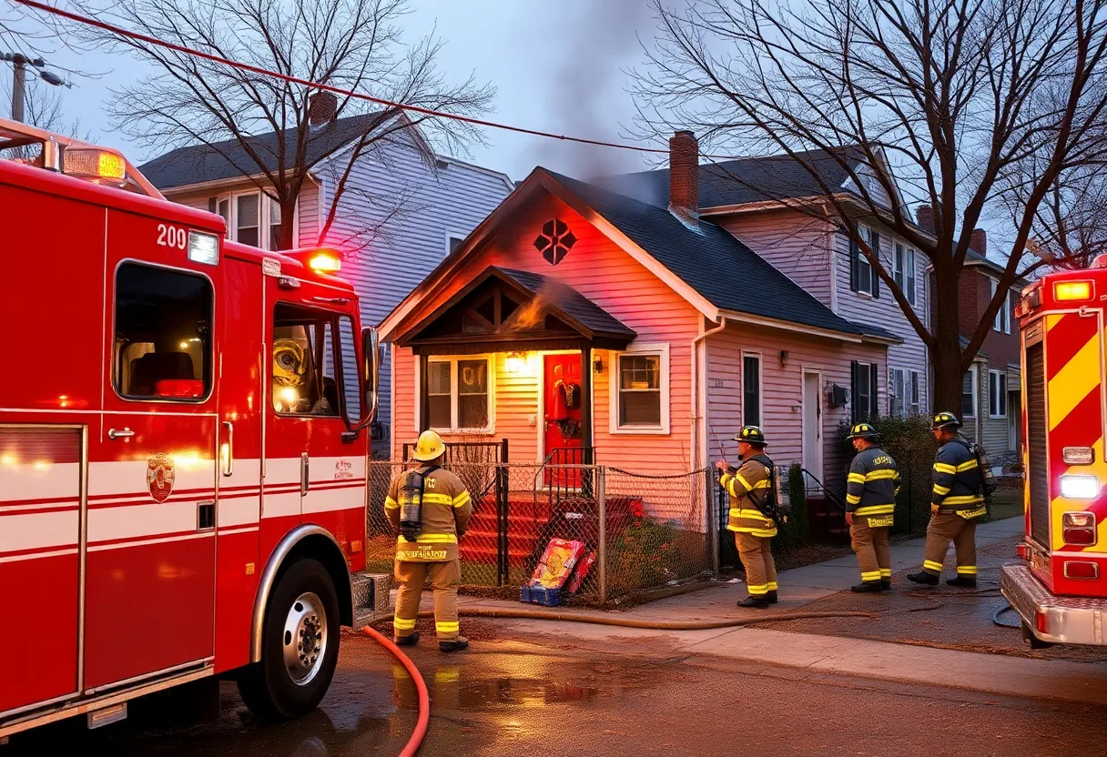 Firefighters respond to a house fire in Lexington, KY