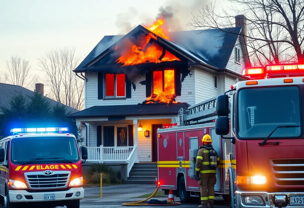 Firefighters battling an electrical fire in a residential area in Lexington.