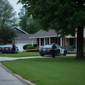Police presence outside a home in Lexington, Kentucky amidst an investigation.