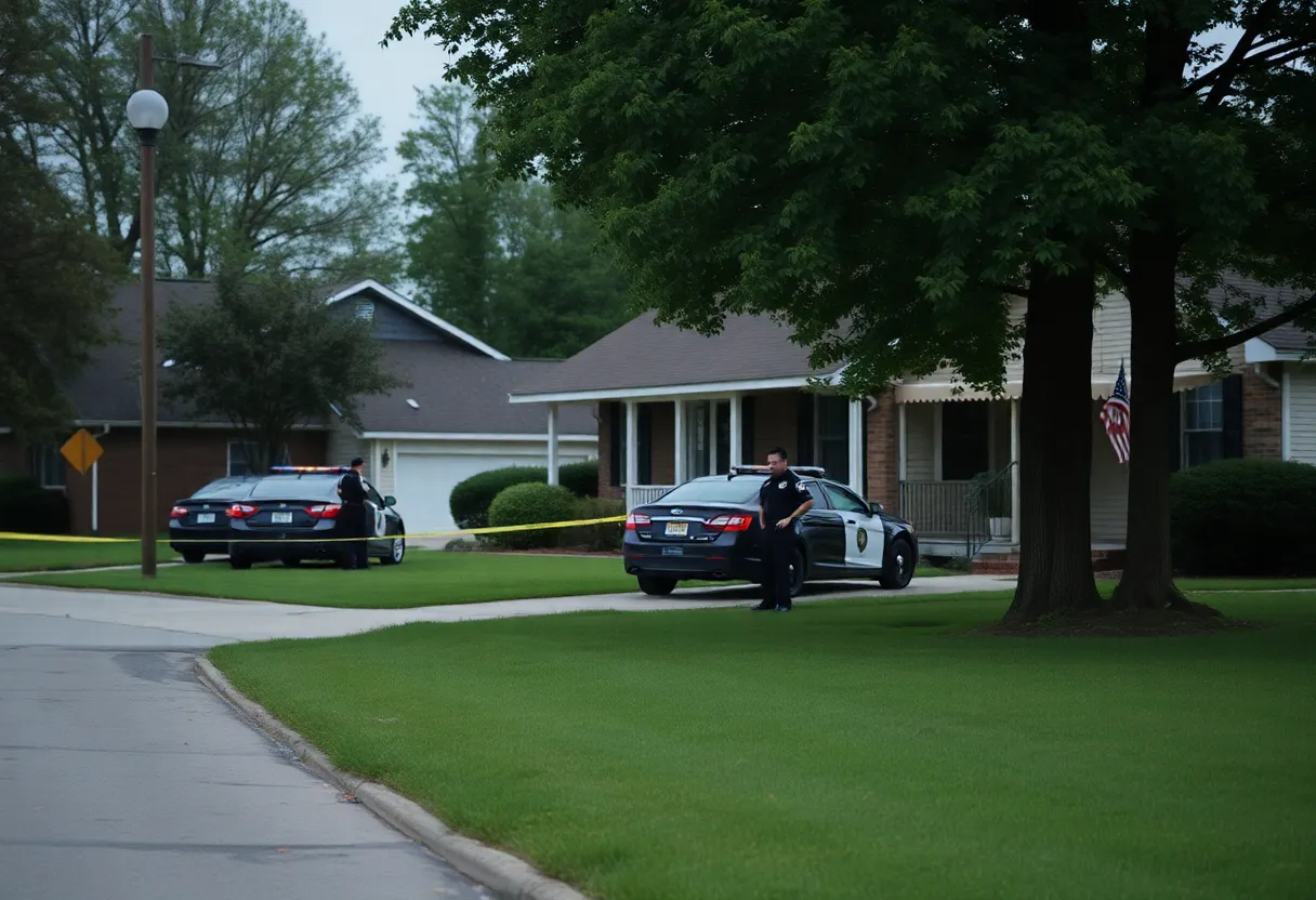Police presence outside a home in Lexington, Kentucky amidst an investigation.