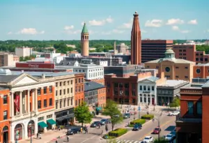 Cityscape of Lexington KY celebrating its 250th anniversary.