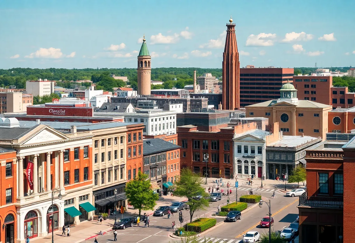 Cityscape of Lexington KY celebrating its 250th anniversary.