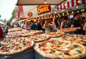 Vibrant scene of Lexington Pizza Week with a variety of unique pizzas