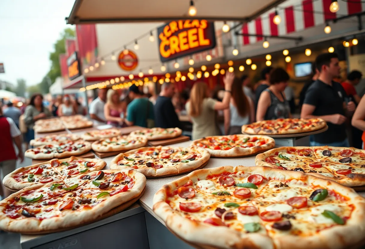 Vibrant scene of Lexington Pizza Week with a variety of unique pizzas