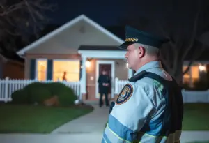 Lexington police officers at a residential scene