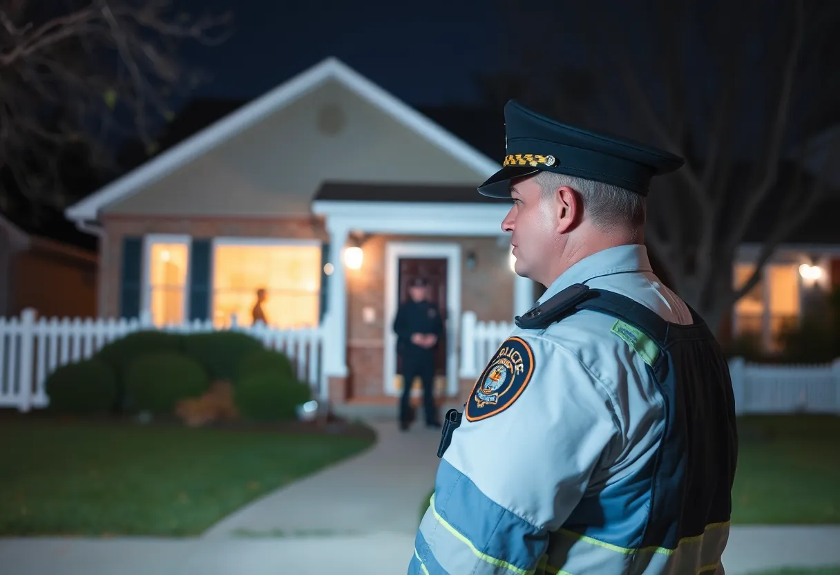 Lexington police officers at a residential scene