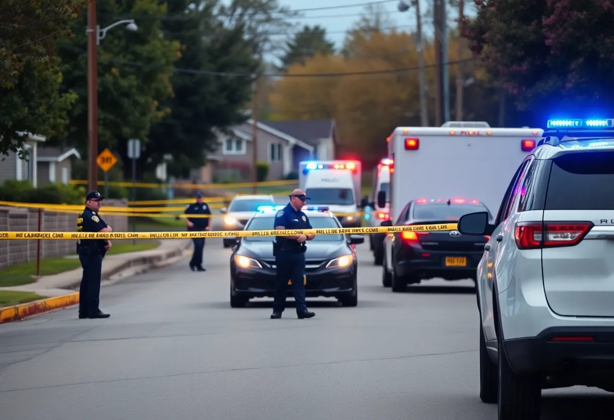 Police investigating a shooting scene in Lexington