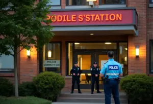 Exterior view of a police station in Lexington