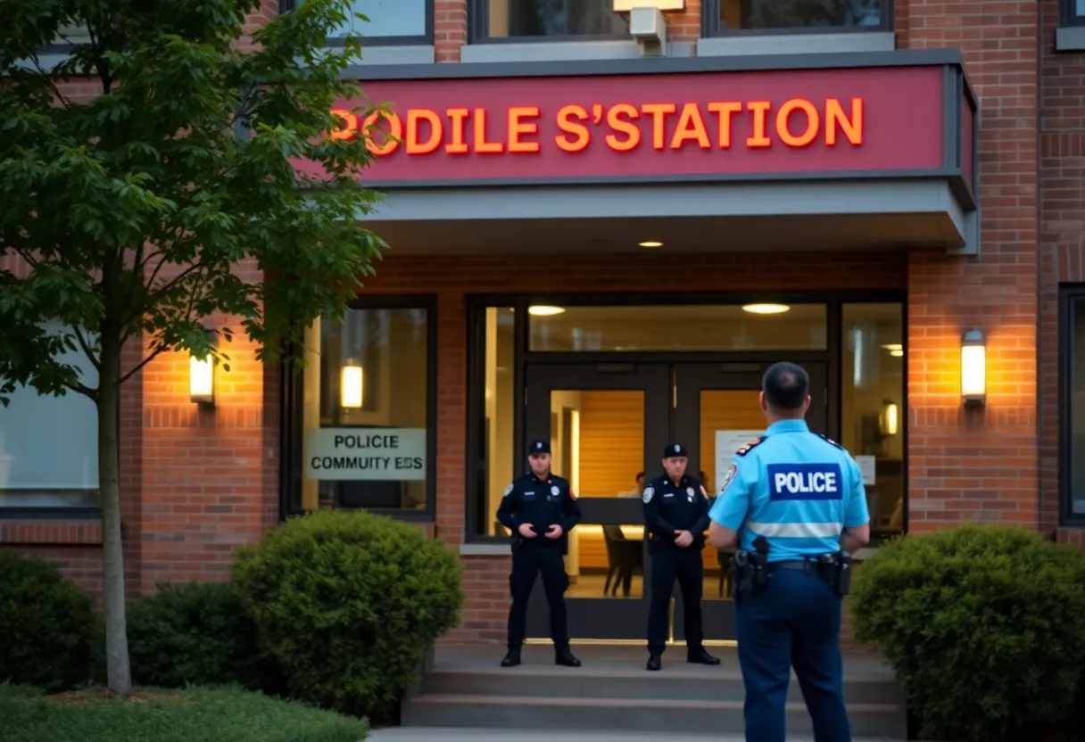 Exterior view of a police station in Lexington