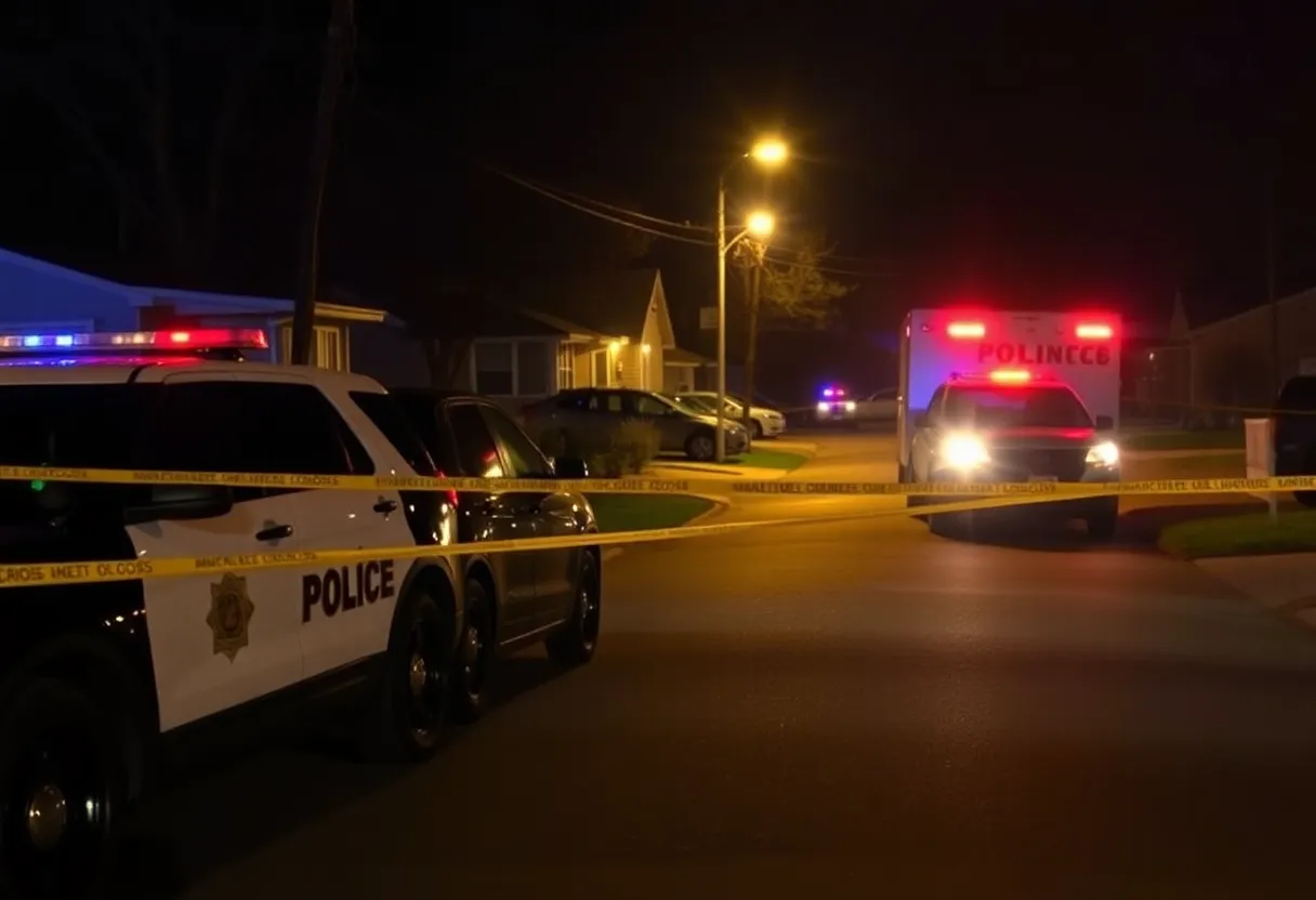 Police investigation scene in a residential area of Lexington