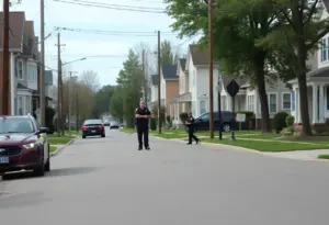 Police presence on a residential street in Lexington after a shooting incident
