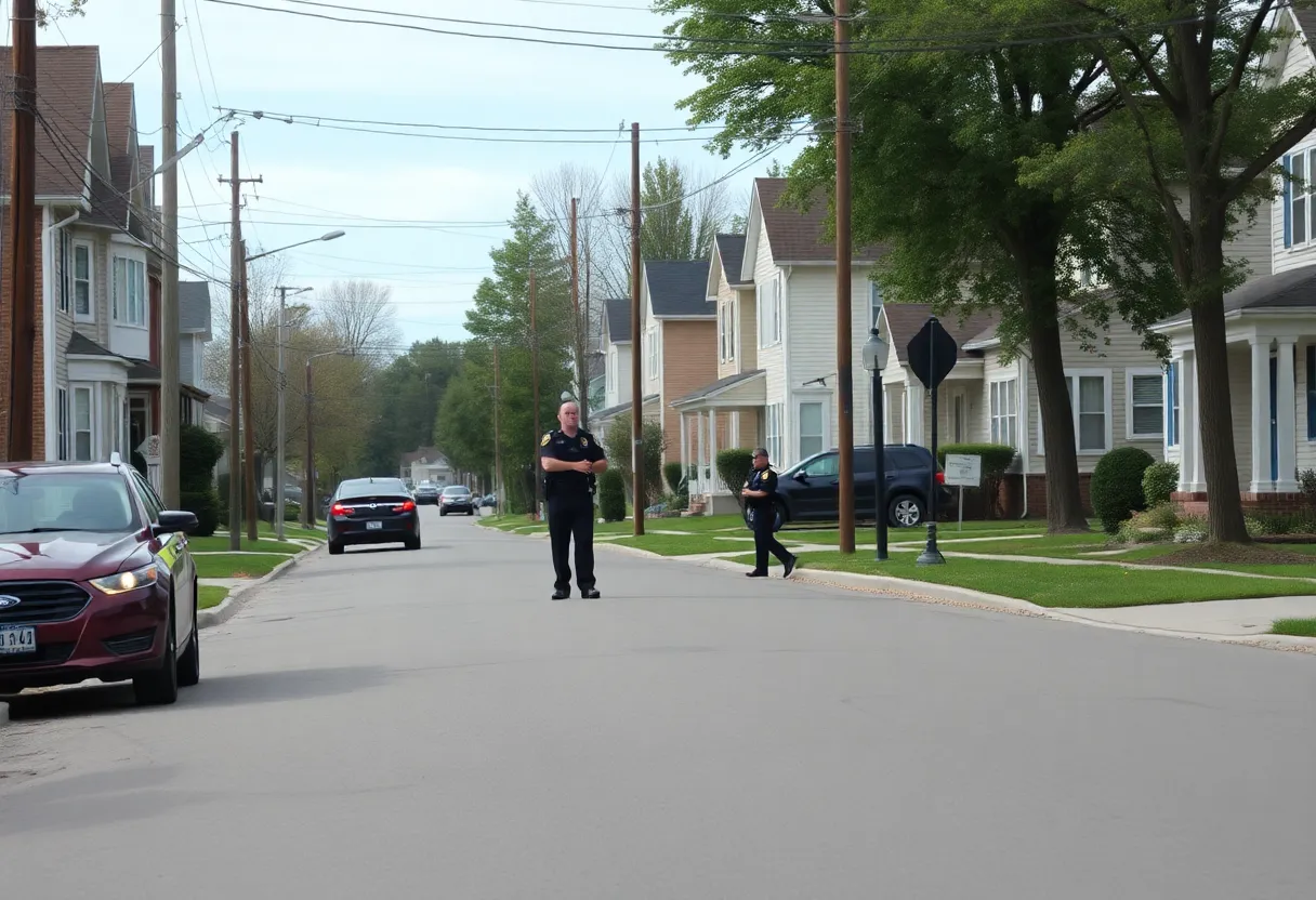 Police presence on a residential street in Lexington after a shooting incident