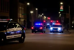 Police vehicles on Ohio Street following a shooting incident in Lexington.