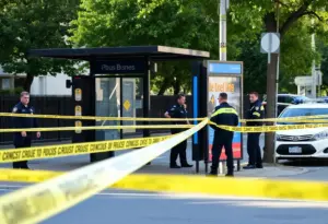 Police investigation at a bus stop in Lexington