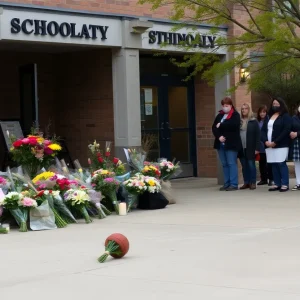 Memorial outside Annunciation Catholic School