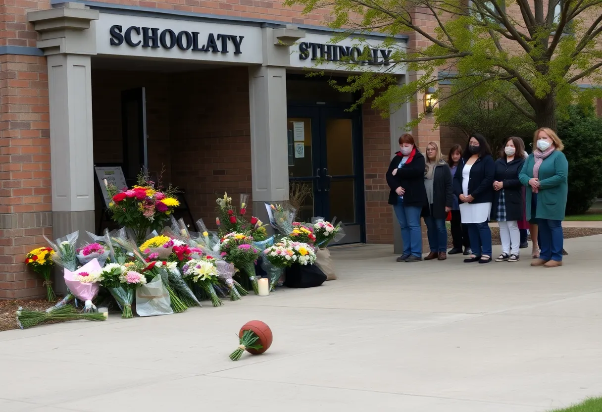 Memorial outside Annunciation Catholic School