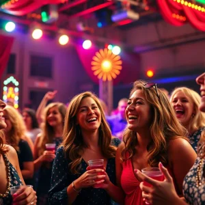 Women enjoying a performance of Menopause The Musical 2 in a theater setting