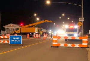 Construction workers on North Limestone road during sewer project.