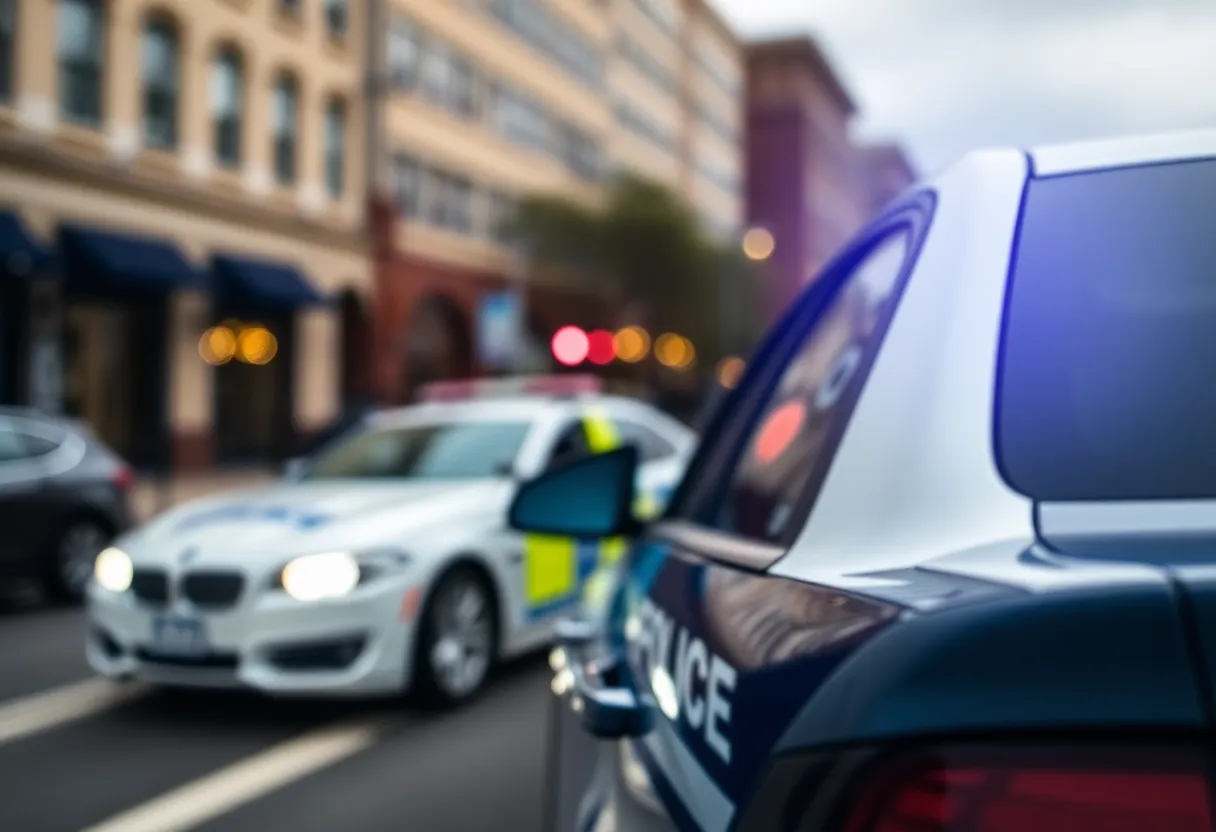 Police car parked on a city street