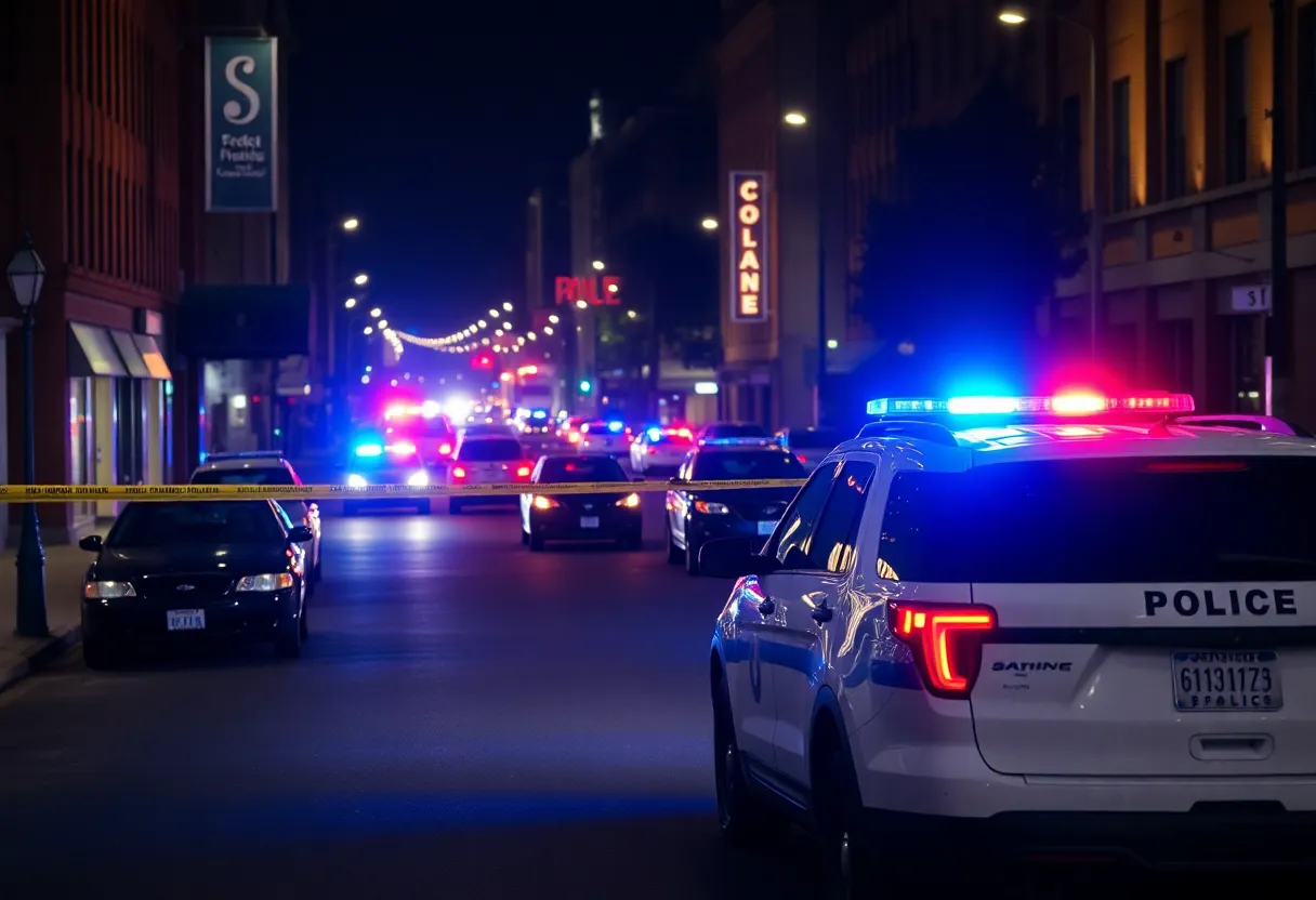 Police investigation scene outside a university residence in Lexington, Kentucky.