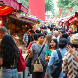Crowd enjoying food and activities at the Roots and Heritage Festival in Lexington