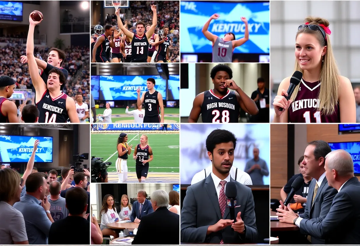 A collage capturing the essence of Kentucky high school sports through various moments from the Scholastic Ball Report.
