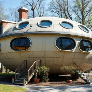 The unique spaceship house located in Lexington