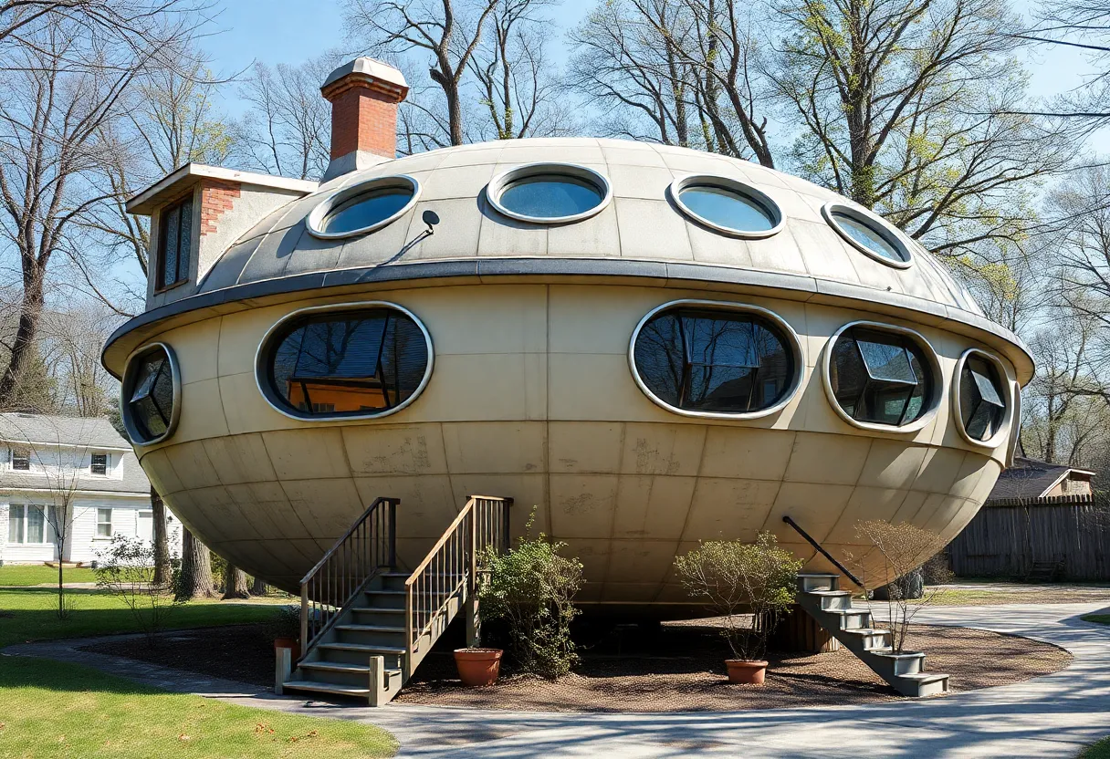 The unique spaceship house located in Lexington