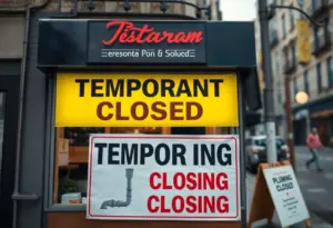 Sign indicating temporary closure at Texas Roadhouse