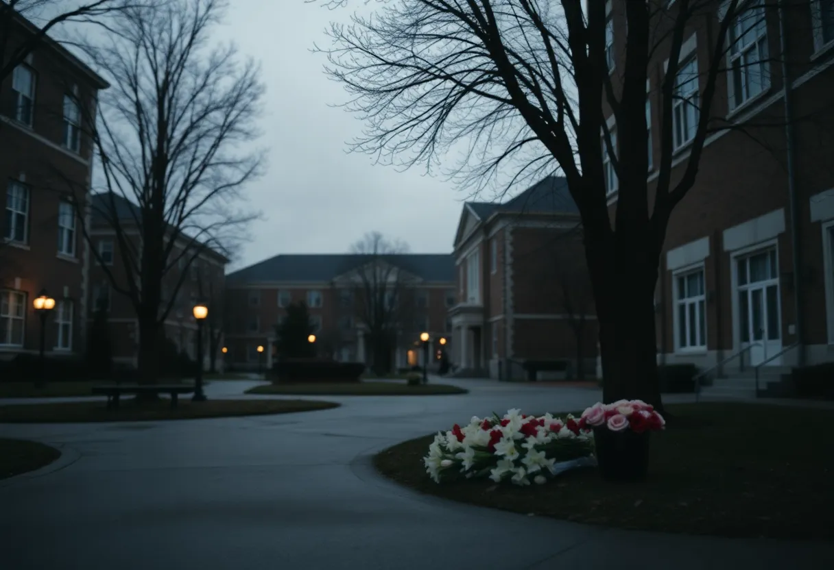 Somber scene near University of Kentucky symbolizing tragedy