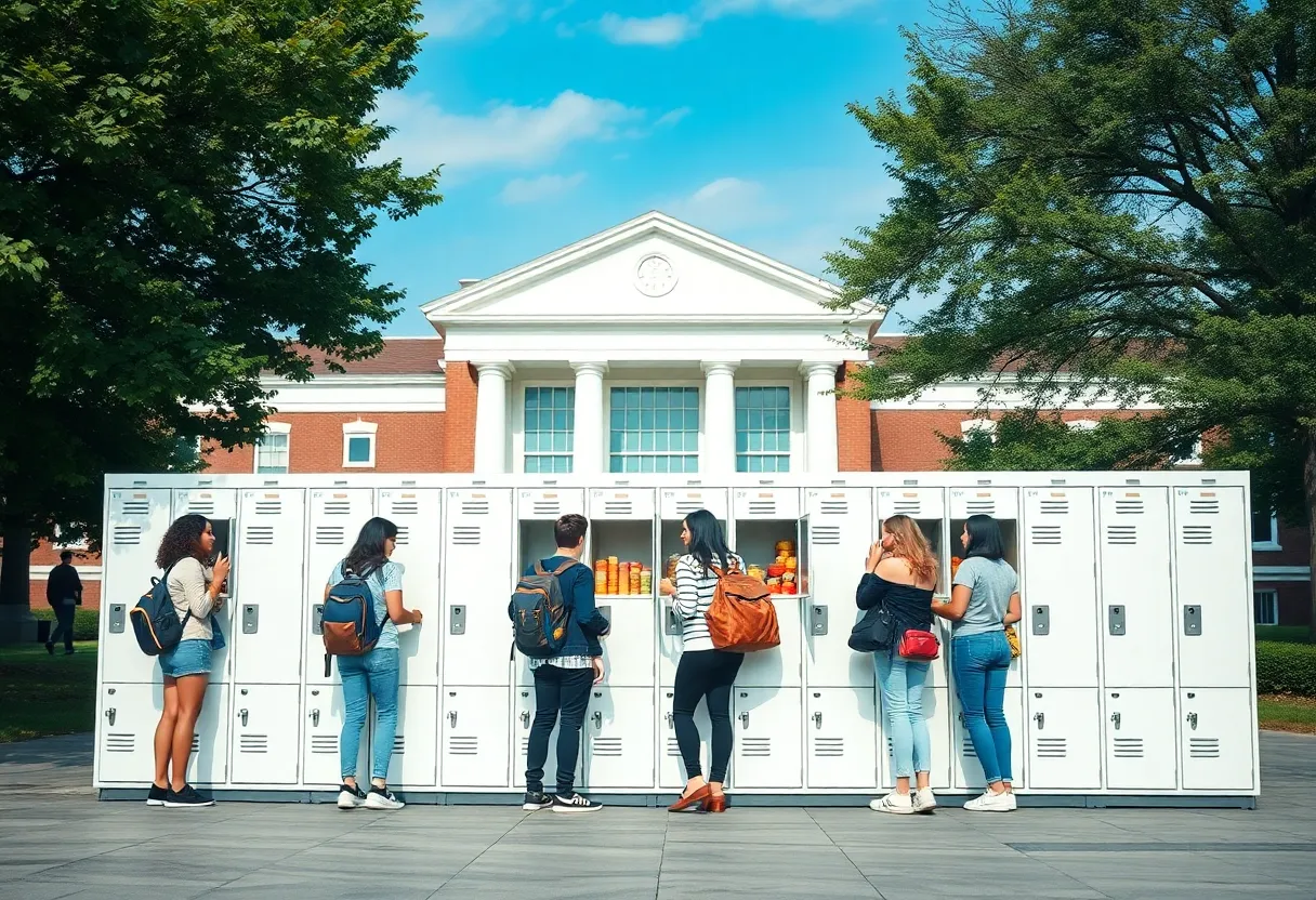 Food lockers at the University of Kentucky providing essentials to students.