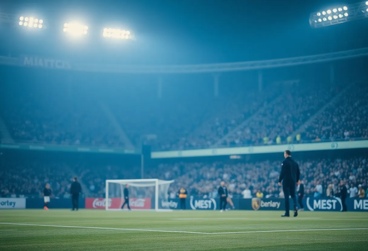 Football field representing the University of Kentucky amidst a serious incident.