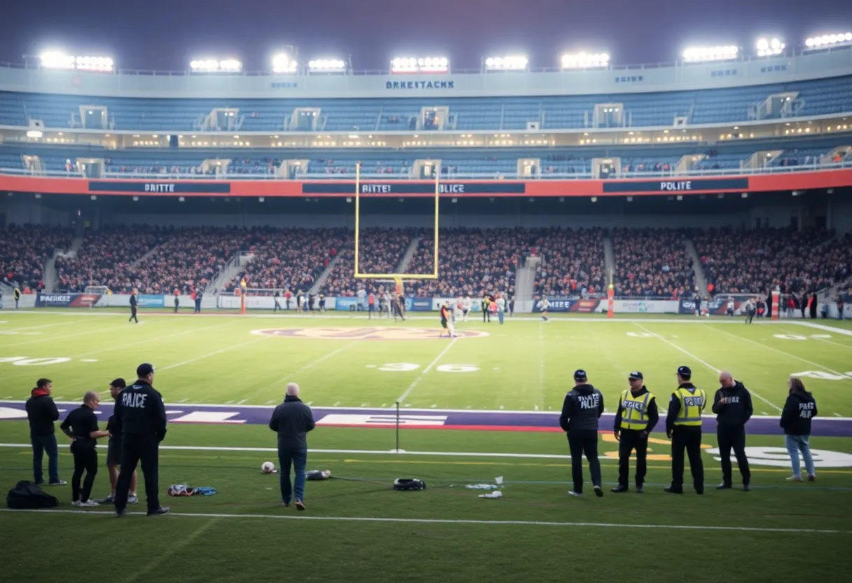Football gear on a university campus representing recent allegations against a player.