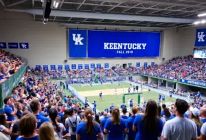 University of Kentucky athletics event with student-athletes and cheering fans