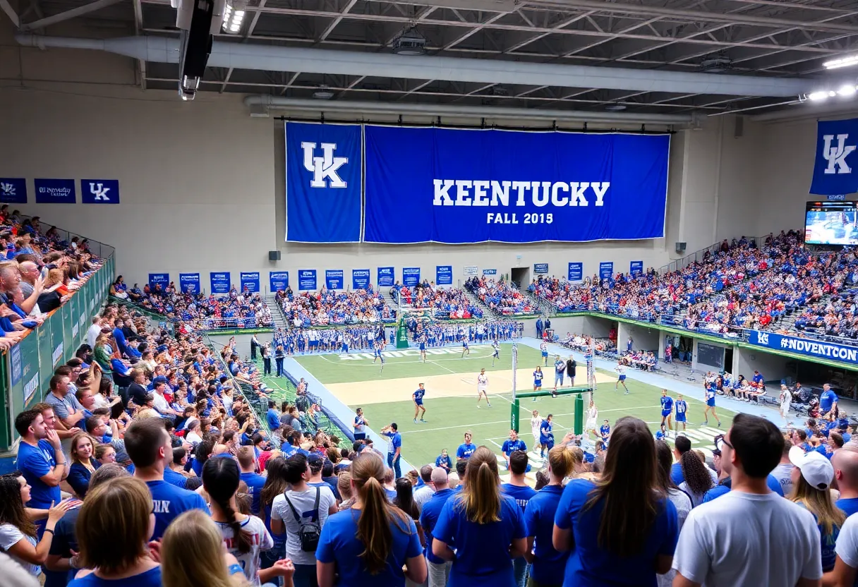 University of Kentucky athletics event with student-athletes and cheering fans