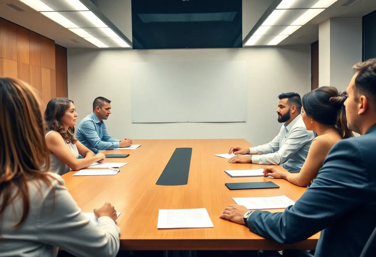 University board members discussing neutrality statement